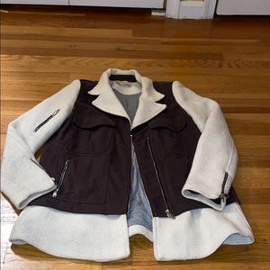 Army green and knitted jacket